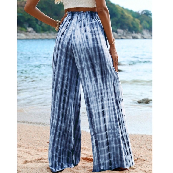 Boho Tie Dye High Waisted Wide leg Lounge Palazzo Pants - Picture 5 of 10